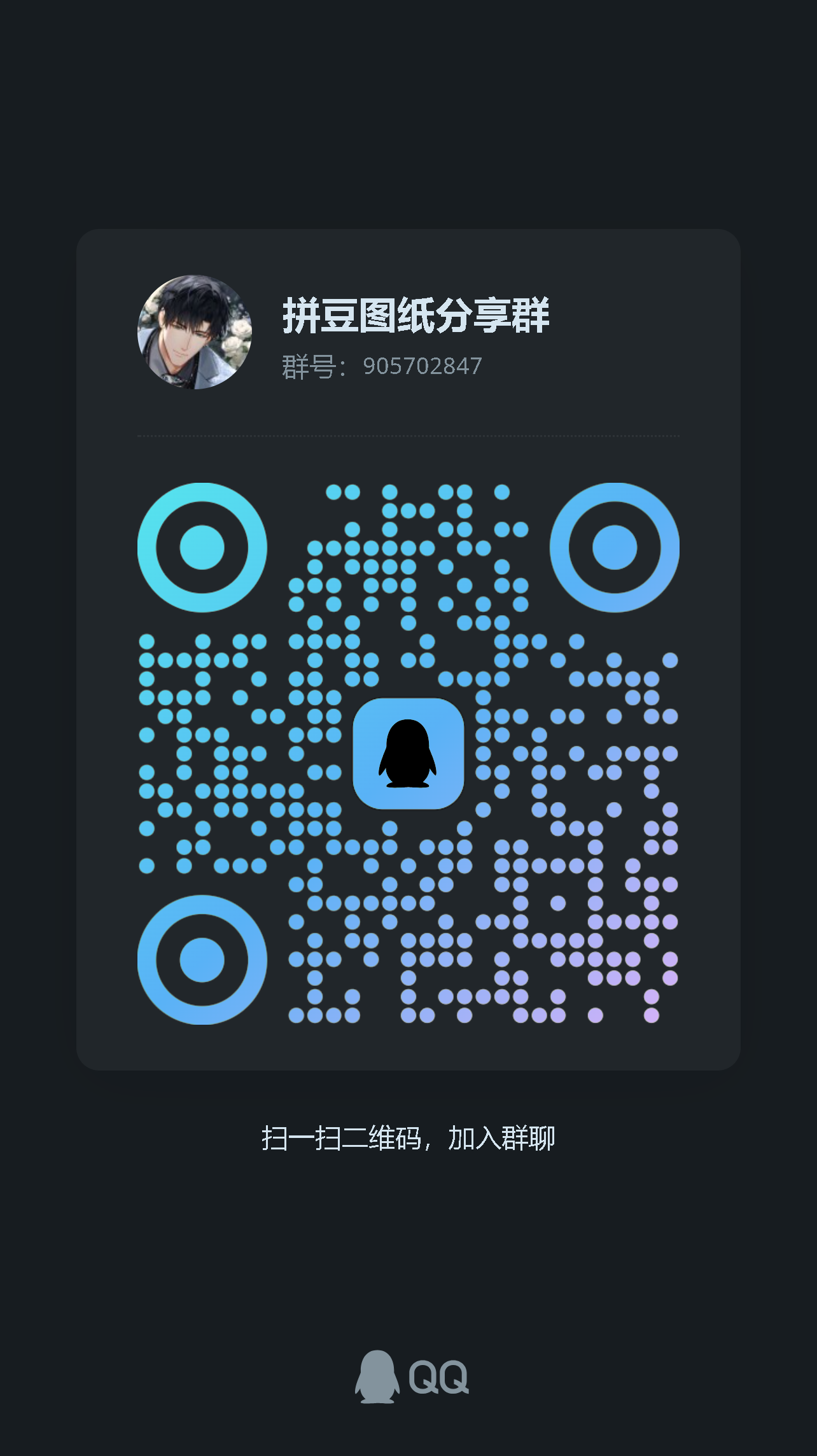 拼豆图纸分享群 QQ 群二维码，群号 905702847